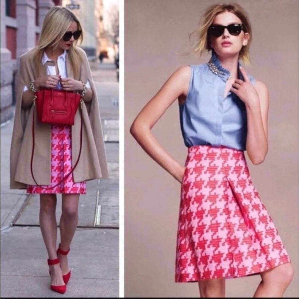 J. Crew Spring 2013 pixilated houndstooth skirt pleated size 6